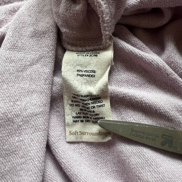 Soft Surroundings Size M Taupe Drawstring Cowl Funnel Neck Long Sleeve Shirt Top - Picture 11 of 12